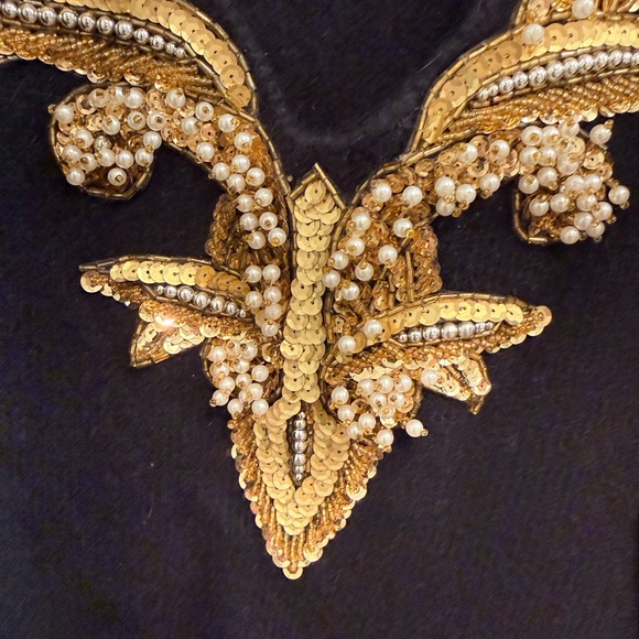 St. John Black V-Neck Sweater with Gold Accents - Picture 3 of 4